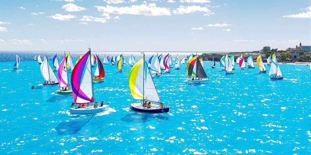 Fotografie von Segelbooten auf blauem Wasser.