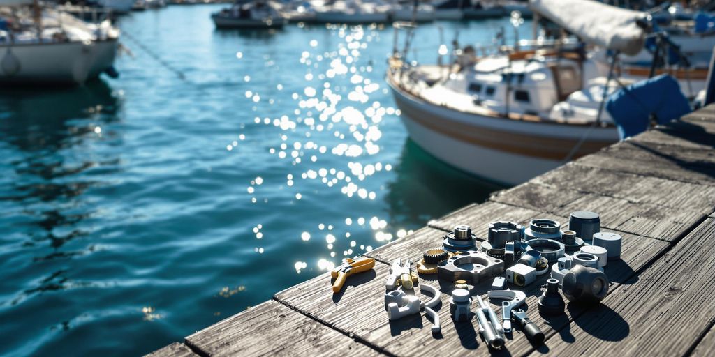 Nahaufnahme eines kleinen Segelbootes im Hafen.